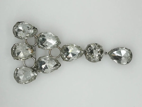 Bold 1980s Vintage Brooch with Huge Pear Shaped Rhinestones