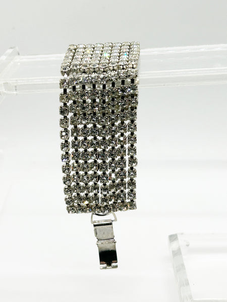 Glimmering and Glittering Eight Row Vintage Rhinestone Bracelet