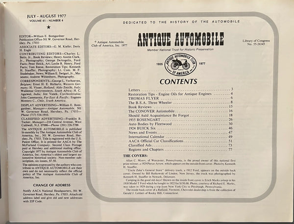 Antique Automobile Magazine July August 1977