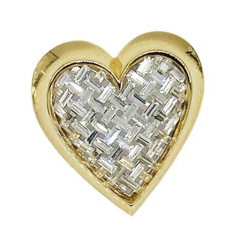 Dramatic Nolan Miller Sparkling Baguette Woven Look Heart Brooch