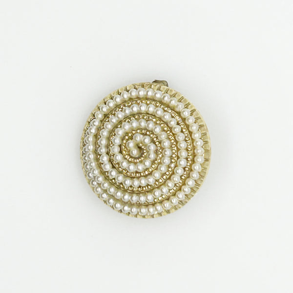 Elegant Circular Vintage Faux Pearl German Brooch