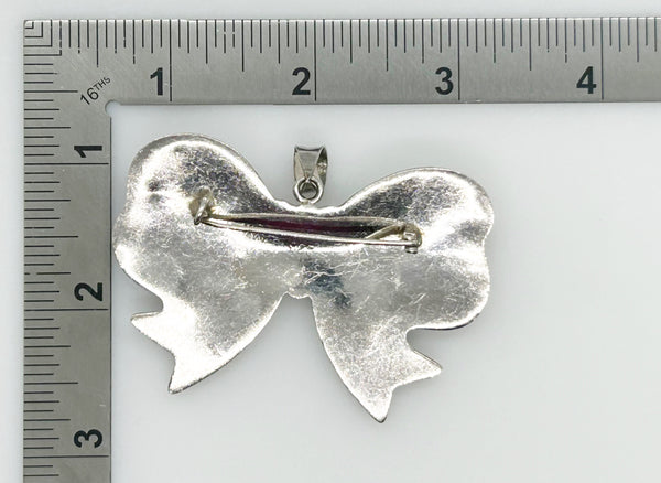 Vintage Sterling Silver Bow Pendant/ Brooch