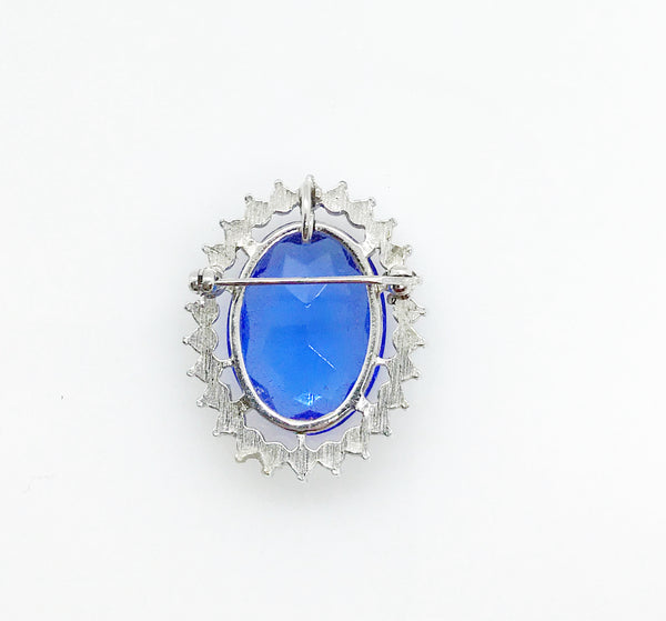 Vintage Brooch/ Pendant with Oval Blue Stone, Diana/Kate