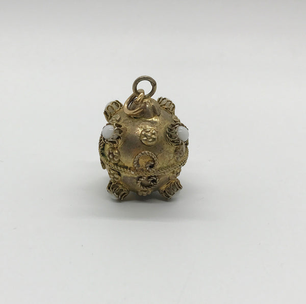 Antique Etruscan Revival Orb Pendant with White Stones