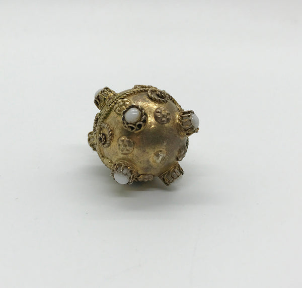 Antique Etruscan Revival Orb Pendant with White Stones