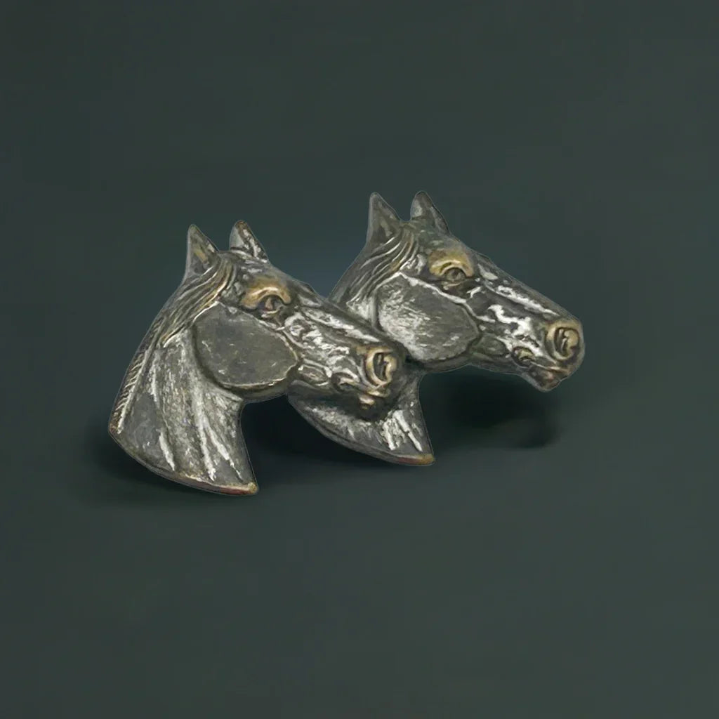 Vintage Brooch with Two Horse Profiles