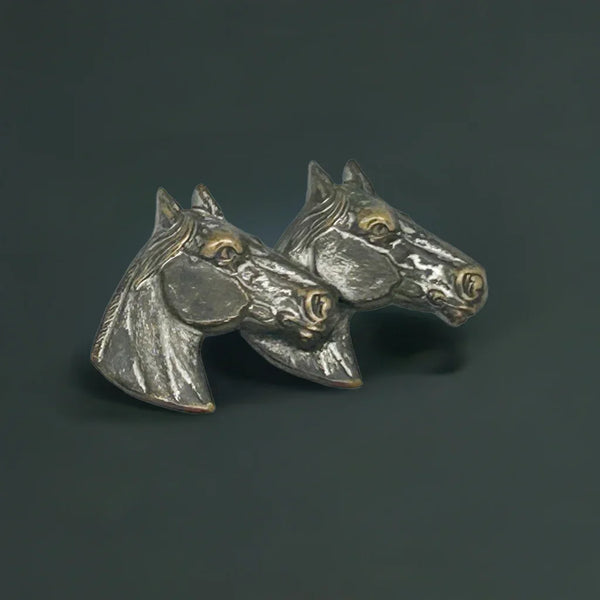 Vintage Brooch with Two Horse Profiles