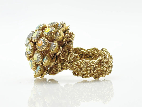 Flexible Golden Mesh Golden AB Vintage Ring