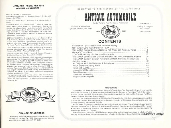 Antique Automobile Magazine January-February 1982