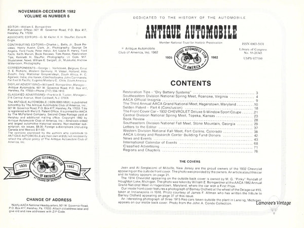 Antique Automobile Magazine November - December 1982