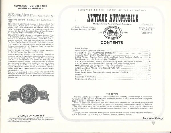 Antique Automobile Magazine September October 1980