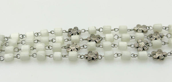 Antique Shimmering White Bead Four Strand Bracelet - Lamoree’s Vintage