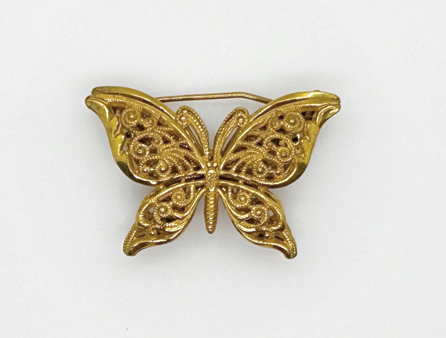 Haskell Vintage Gold Tone Layered Butterfly Brooch