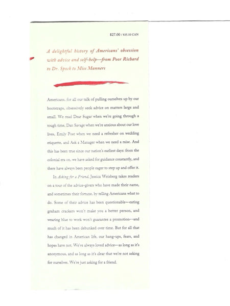 Perfect for advice column enthusiasts: our Asking For a Friend- Three Centuries of Advice Columns- Jessica Weisberg (2018)  Shop today!