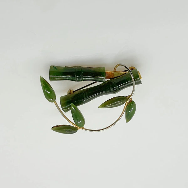 Vintage Jade Green Bamboo Brooch