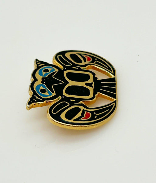 Vintage David Audette Native American Owl Enamel Brooch