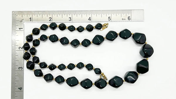 Vintage Avon "Modern Art" Graduated Chunky Black Bead Necklace (1986)