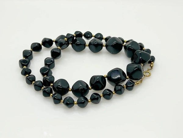 Vintage Avon Graduated Black Bead Necklace