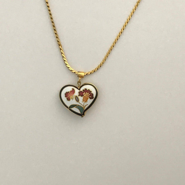 Avon Cloisonné Heart Vintage Necklace - Lamoree’s Vintage