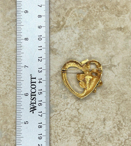 Avon Vintage Heart Pin with Golden November Birthstone (1992) - Lamoree’s Vintage