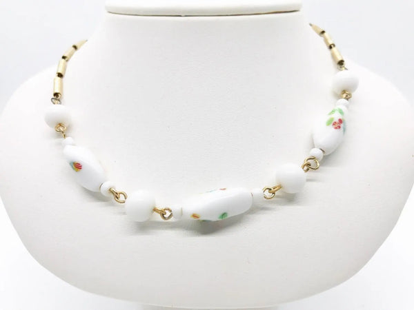 Vintage Dainty Floral Beaded Avon Necklace (1980s)