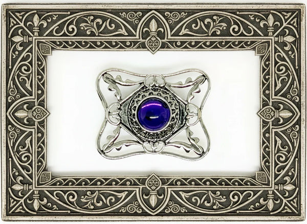 Perfect for vintage Avon enthusiasts: our Bold and Classic Medieval Style Pin with Purple Stone provides timeless elegance and bold sophistication. Shop today!