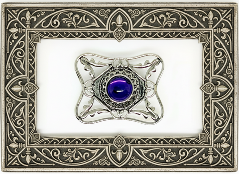 Perfect for vintage Avon enthusiasts: our Bold and Classic Medieval Style Pin with Purple Stone provides timeless elegance and bold sophistication. Shop today!