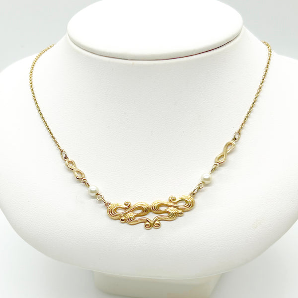 Demure Vintage Avon "Romantic Moments" Scroll Necklace (1982)