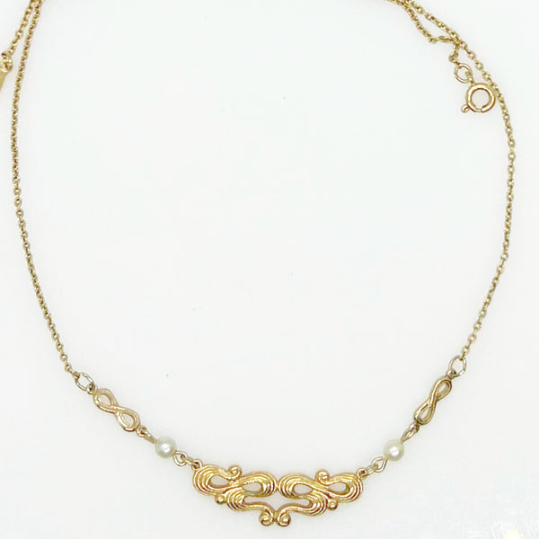 Demure Vintage Avon "Romantic Moments" Scroll Necklace (1982)