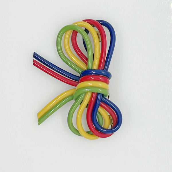 Vintage Colorful Bow Bakelite  Brooch