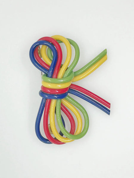 Vintage Colorful Bow Bakelite  Brooch