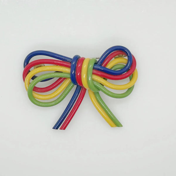 Vintage Colorful Bow Bakelite  Brooch