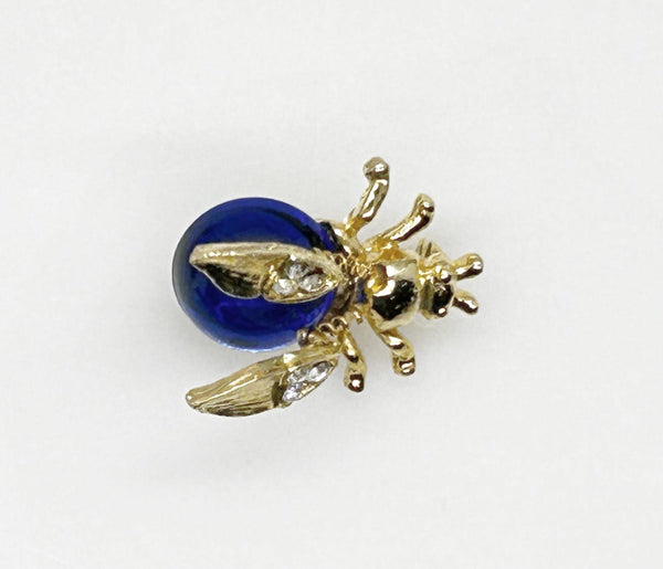 Vivid Small Electric Blue Bug Trembler Pin