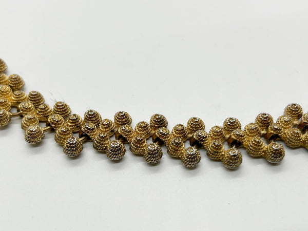 Textured Beads Golden Vintage Necklace