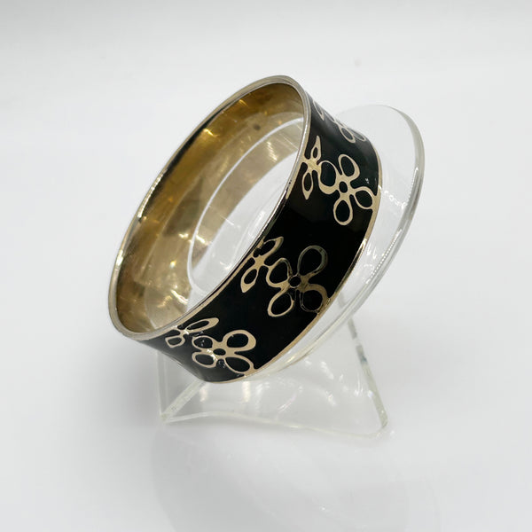 Vintage Thick Black and Gold Bangle Bracelet