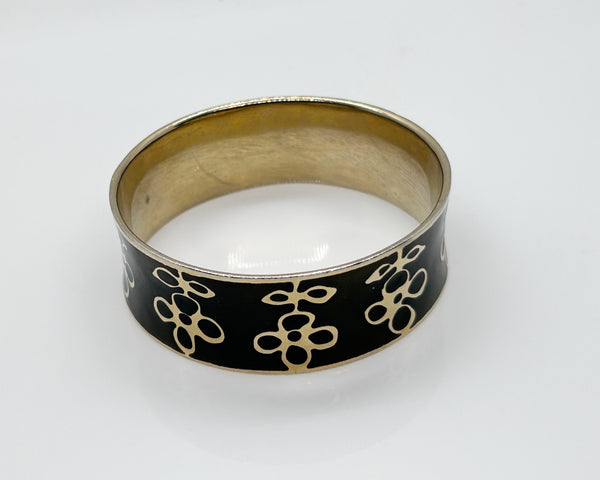 Vintage Thick Black and Gold Bangle Bracelet