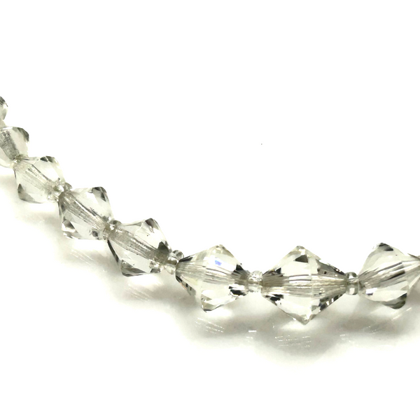 Art Deco Style Vintage Clear Faceted Crystal Geometric Beaded Choker Necklace