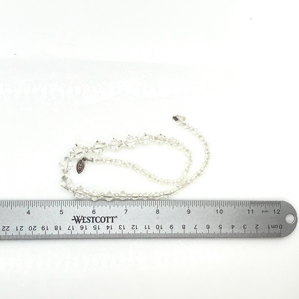 Art Deco Style Vintage Clear Faceted Crystal Geometric Beaded Choker Necklace