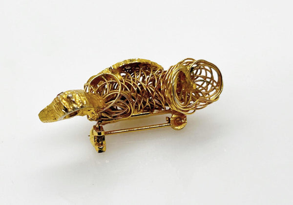 Vintage Wire Bird Brooch with Red Eye