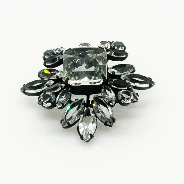 Splendid Layered Vintage Clear Crystal Brooch