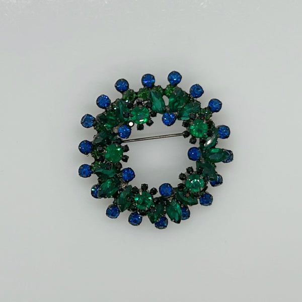 Multi Layered Vintage Blue Green Unsigned Juliana Brooch