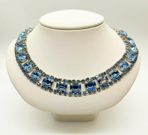 Sparkling Baby Blue Rhinestone Necklace Choker - Lamoree’s Vintage