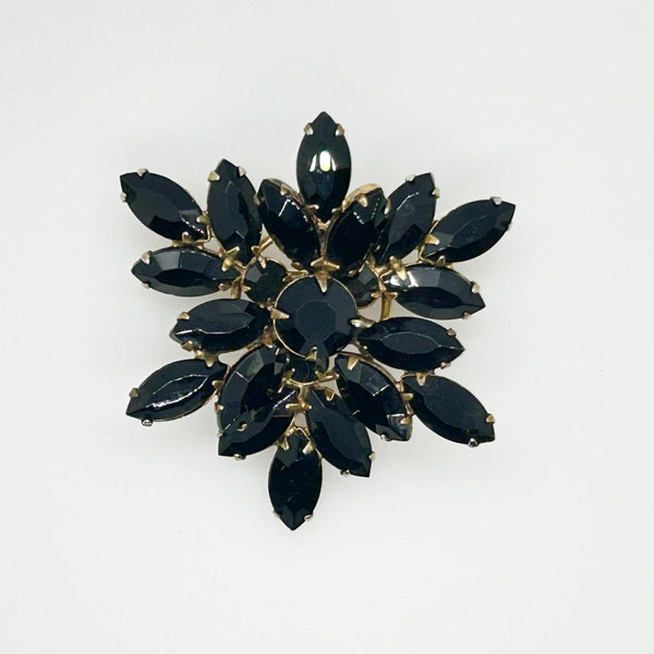 Vintage Layered Black Stone Brooch by Regency