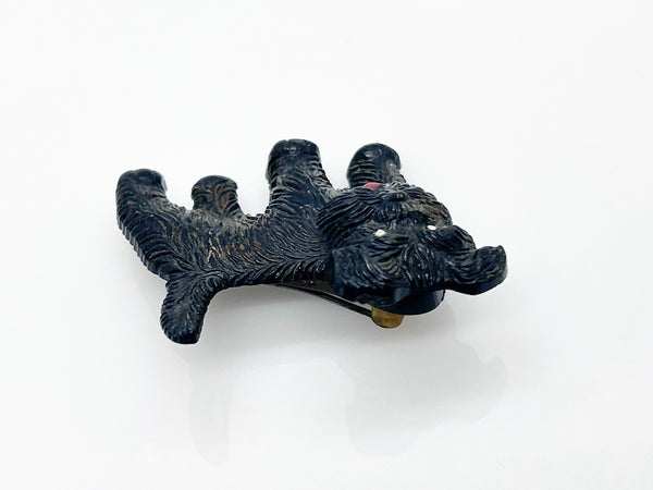 Vintage Black Terrier Dog Brooch with Movable Head