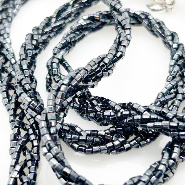 Vintage Gleaming Black Braided Beaded Trifari Set