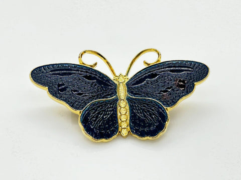 Lovely and Mystical Blue Black Butterfly Brooch