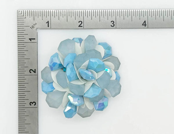 Vintage Layered Blue Petals Floral Brooch