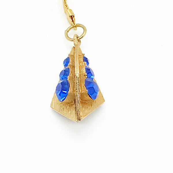 Vintage Geometric Keychain with Blue Rhinestones