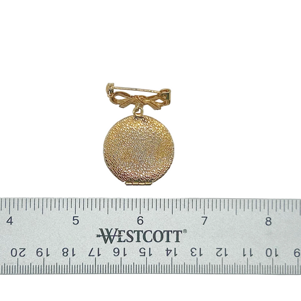 Vintage Mid-Century Victorian Revival Cameo Locket Pendant Bow Pin