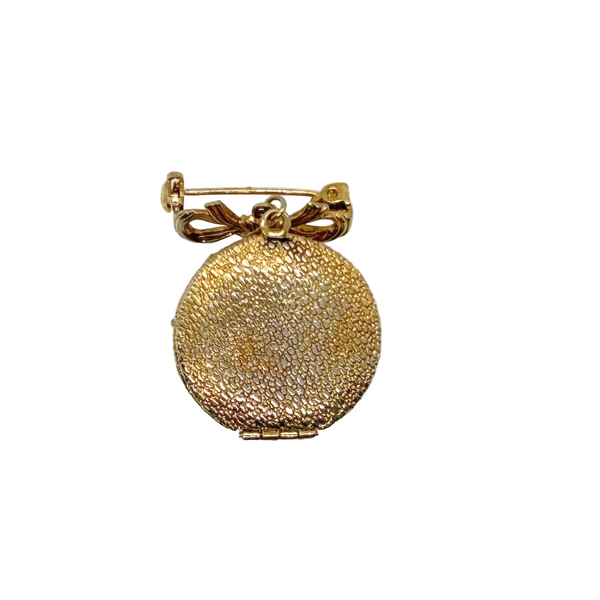 Vintage Mid-Century Victorian Revival Cameo Locket Pendant Bow Pin